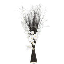 ATMOSPHERA Fagot De Fleurs Et Tiges Séchées Blanc Et Noir D. 36 X H. 100 Cm
