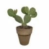 Opuntia Microdasys Et Son Cache-pot Marron - H40cm, ø17cm - Plante D'intérieur
